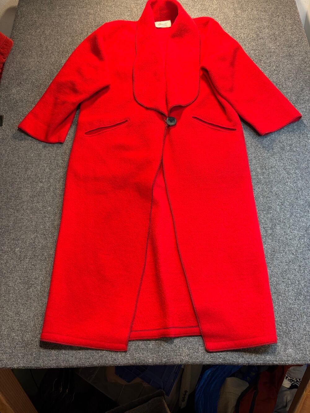 Maralyce Ferree Vintage 80s Red Fleece Button Jacket Coat Womens L Made in USA